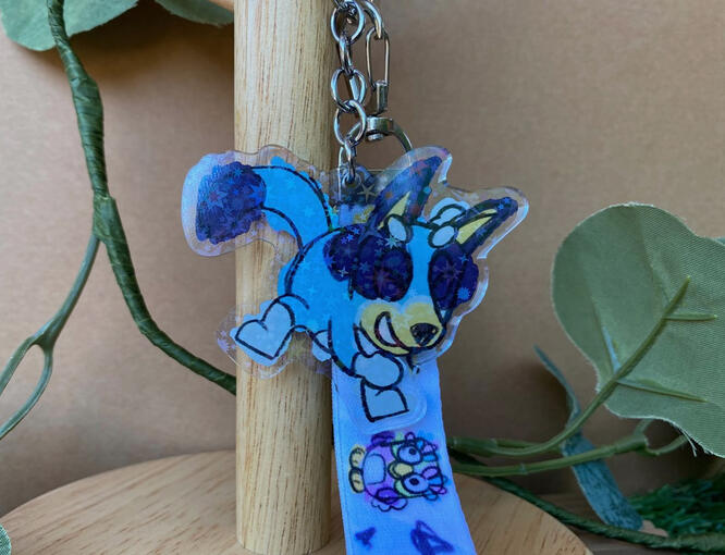 Bluey Inspired holo keychain