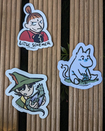 Little My, Snufkin and Moomin